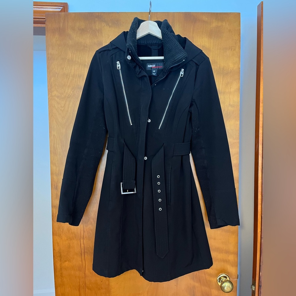 Miss Sixty Elegant Black Trench Coat with Zipper Details